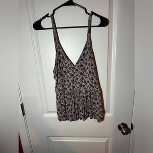 American Eagle Spaghetti Strap V Neck Floral Blouse Top Shirt